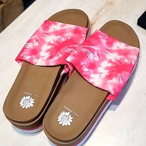 Yellow Box Pink Slide Sandals